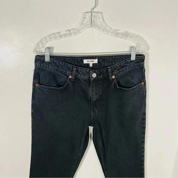 NWT Re/Done 70s Low Rise Straight Leg Jeans Washed Black Denim - Picture 3 of 9
